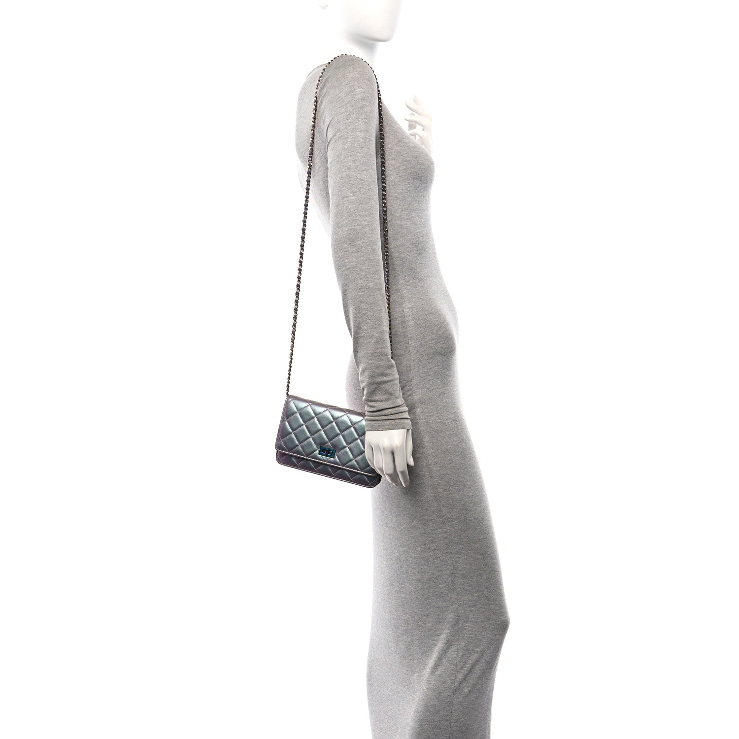 Chanel Iridescent Lambskin Quilted Reissue Wallet On Chain WOC Light Purple 2 of 11