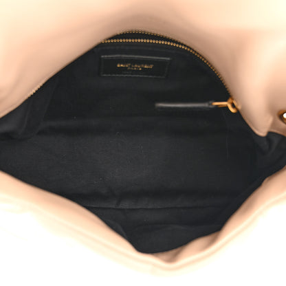Saint Laurent Lambskin Quilted Small Loulou Puffer Monogram Chain Satchel Dark Beige 5 of 10