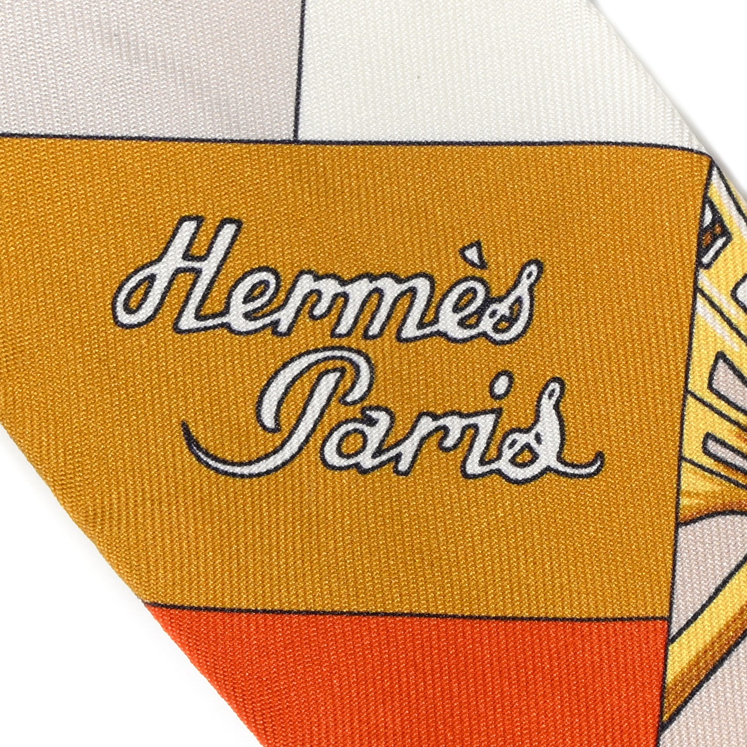 Hermes Silk Cliquetis Twilly Orange White Gold 2 of 6