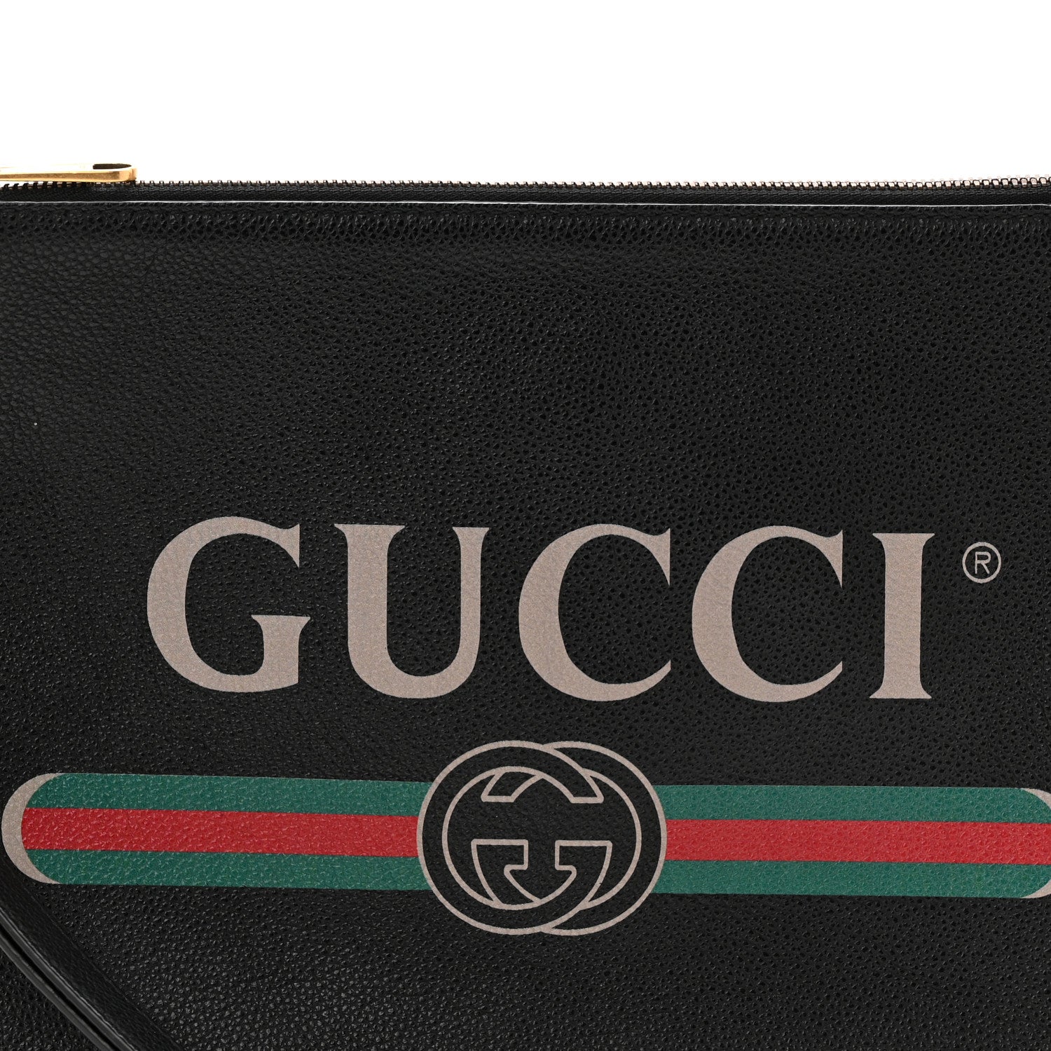 Gucci Pebbled Calfskin Logo Wristlet Black 8 of 10