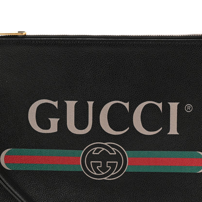 Gucci Pebbled Calfskin Logo Wristlet Black 8 of 10