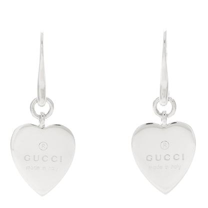 Gucci Sterling Silver Trademark Heart Drop Earrings 1 of 6