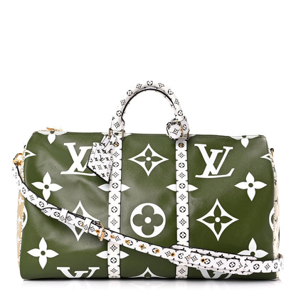 Louis Vuitton Monogram Giant Keepall Bandouliere 50 Kaki Beige 1 of 9