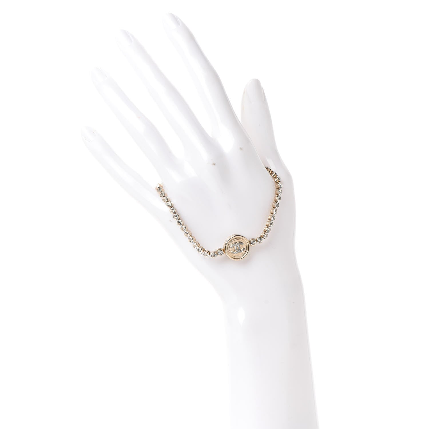 Chanel Crystal CC Chain Bracelet Gold 2 of 5