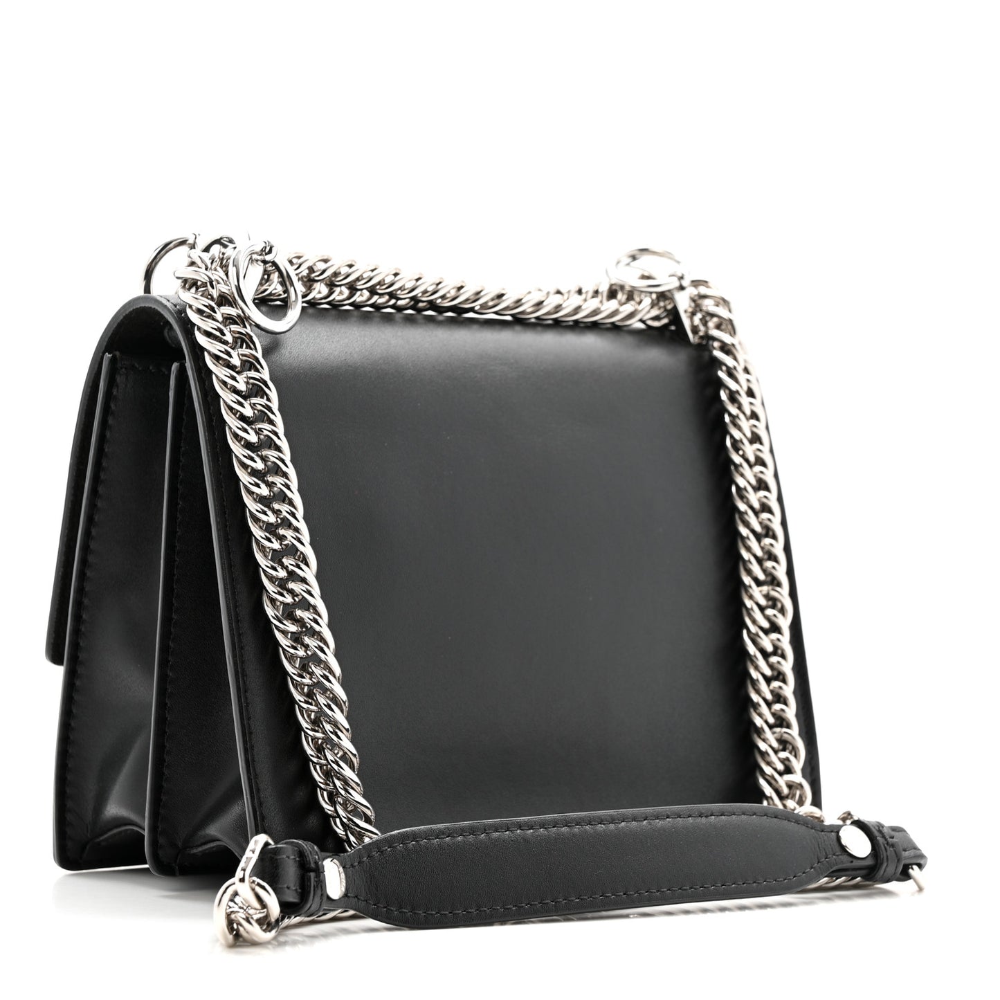Vitello Liberty Lucido Metal Monster Eyes Studded Small Kan I Shoulder Bag Black