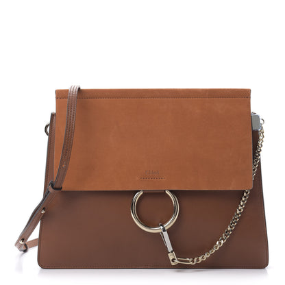 Chloe Suede Calfskin Medium Faye Shoulder Bag Tobacco 1 of 12