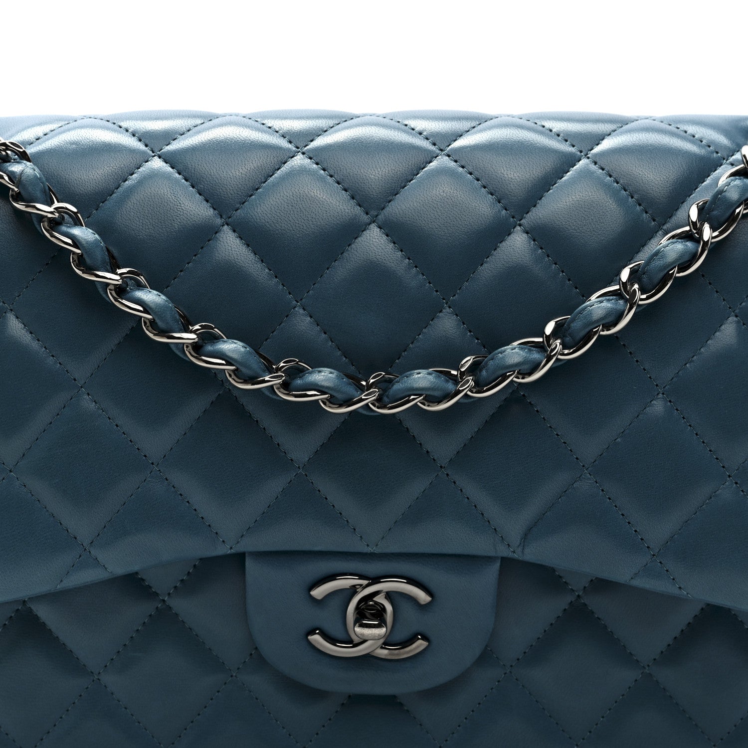 Chanel Lambskin Quilted Jumbo Double Flap Turquoise 8 of 10