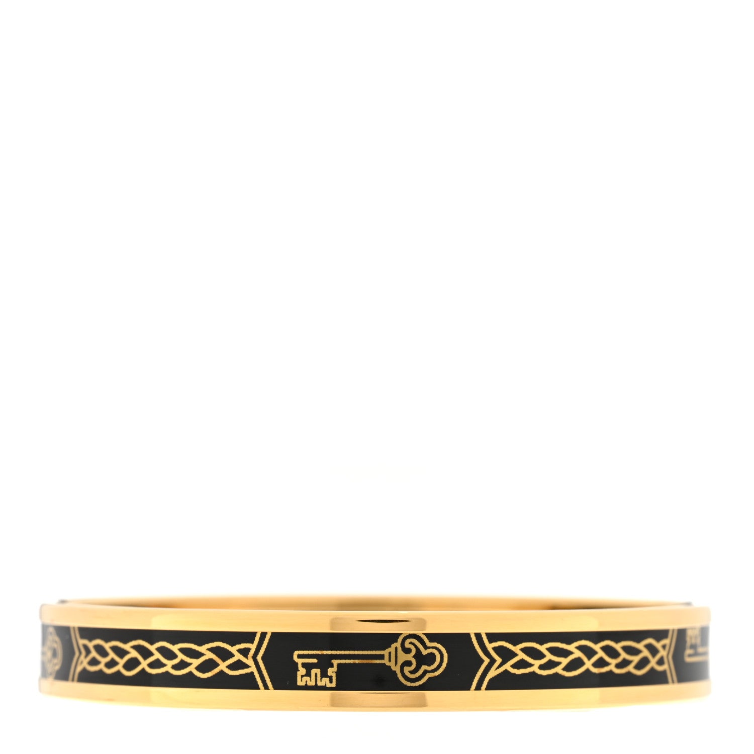 Hermes Enamel Printed Narrow Les Cles Bracelet 65 Black 1 of 3