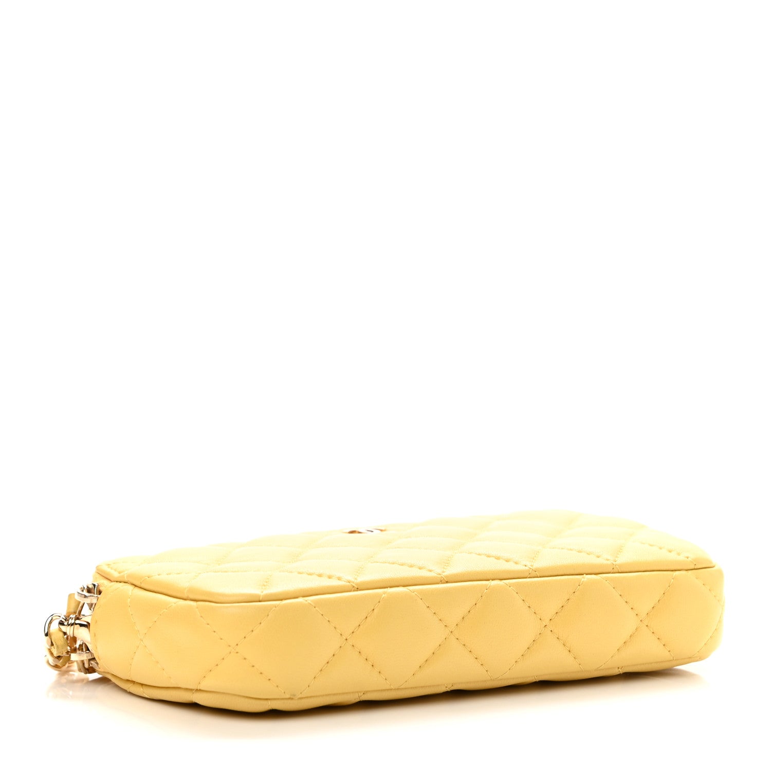 Chanel Lambskin Quilted Small Clutch With Chain Yellow 4 of 12