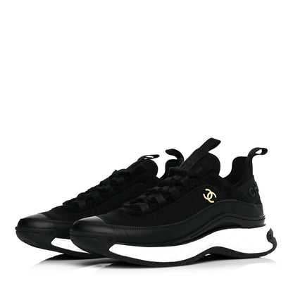 Chanel Velvet Calfskin Mixed Fibers CC Sneakers 38 Black 3 of 7