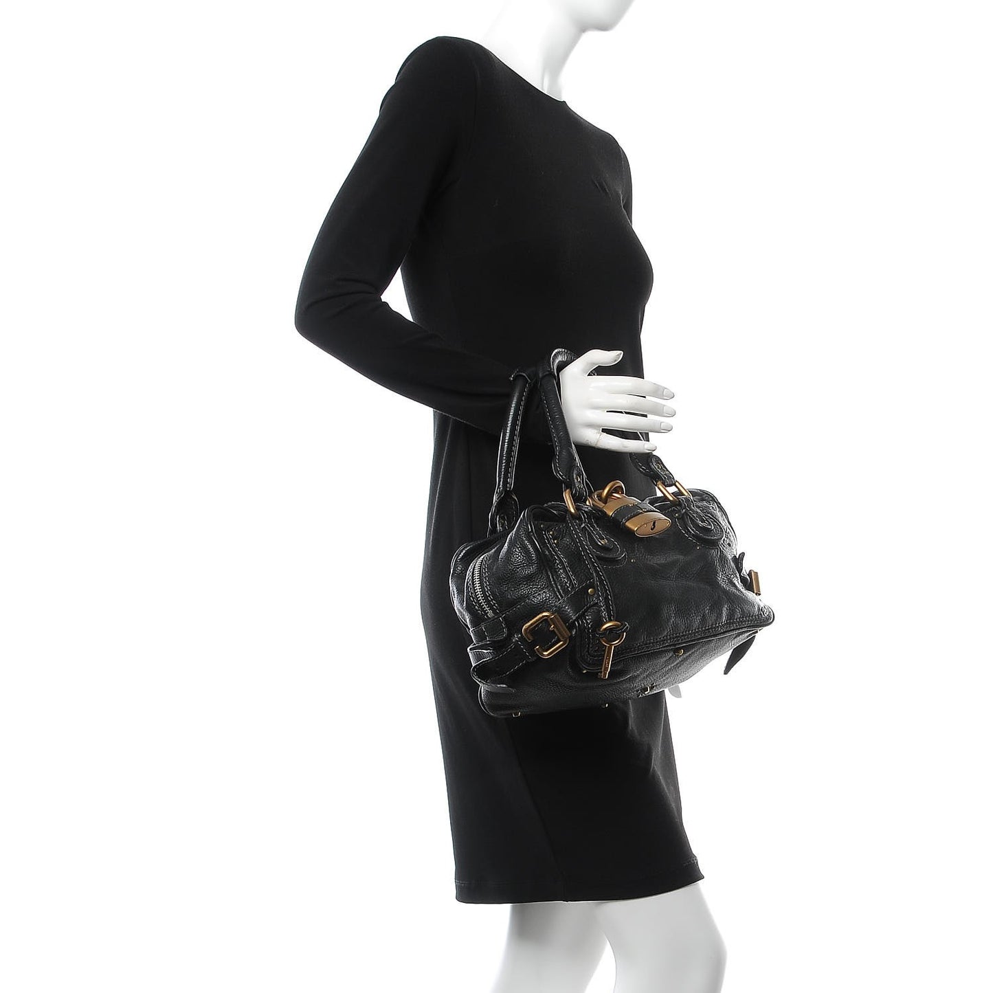 Calfskin Small Paddington Satchel Black