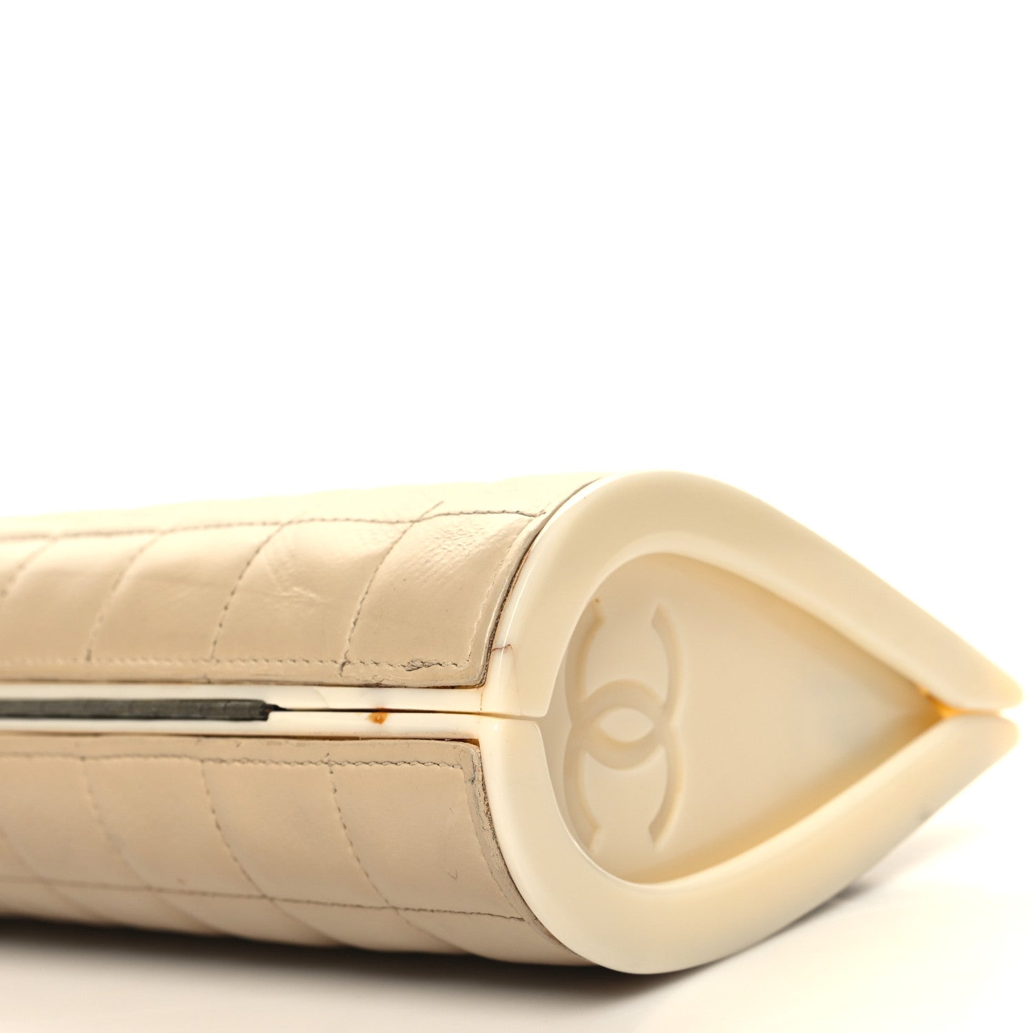 Chanel Lambskin Plexiglass Chocolate Bar Clutch Beige 10 of 12