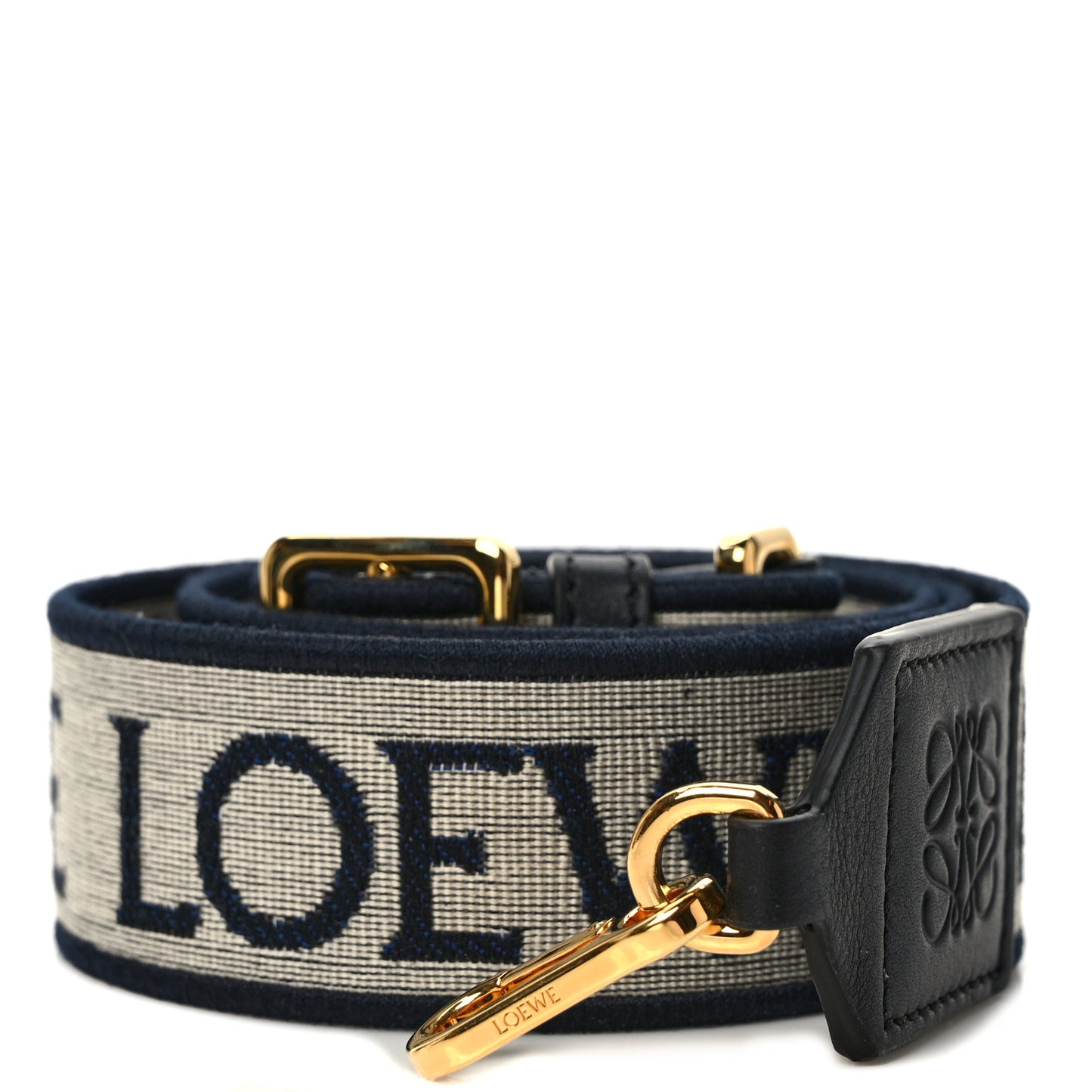 Calfskin Jacquard Anagram Strap Navy Black