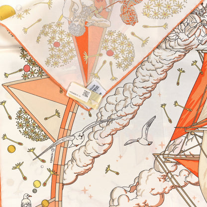 Hermes Silk Flagship Scarf 90 Creme Orange Vert 2 of 3