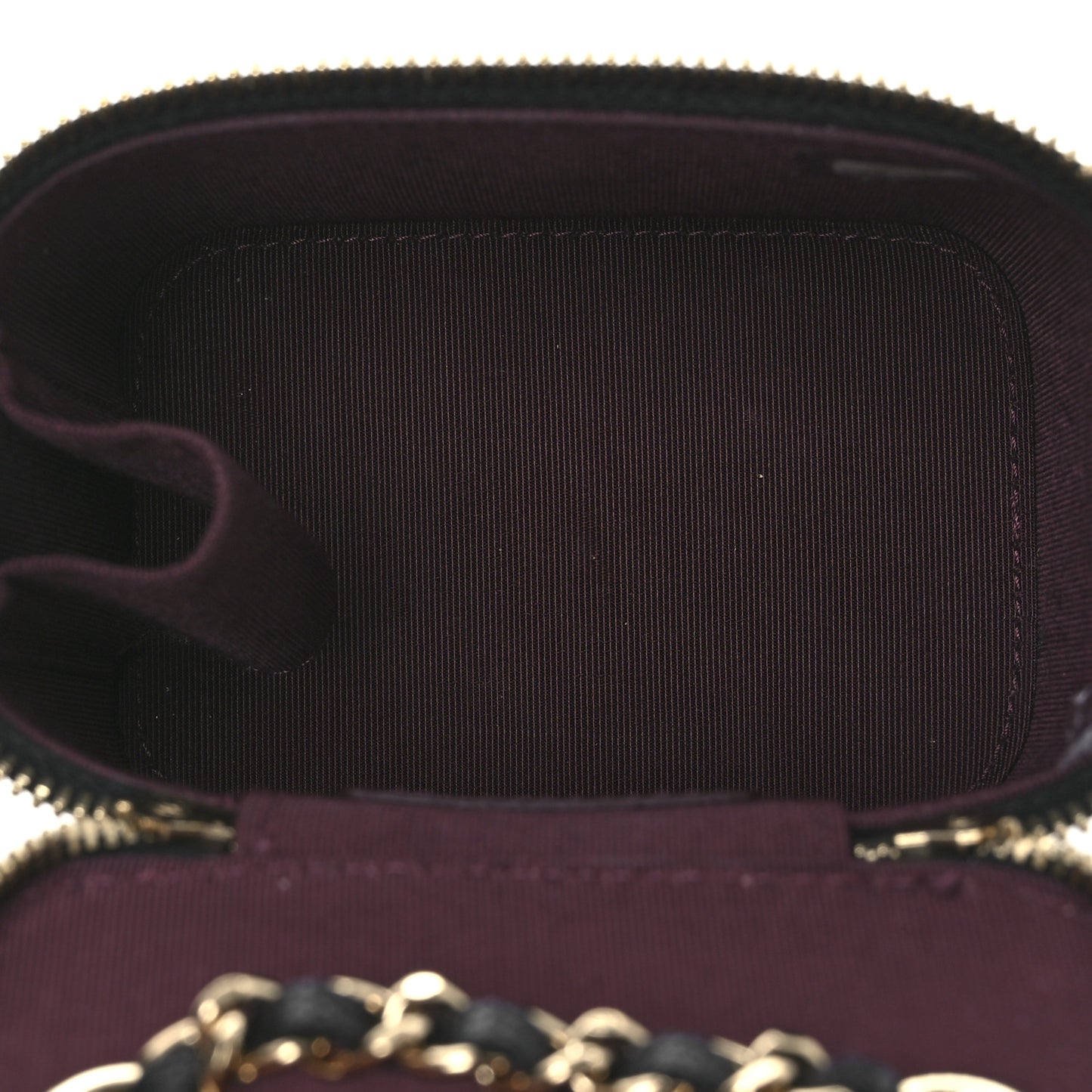 Caviar Quilted Mini Vanity Case With Chain Black