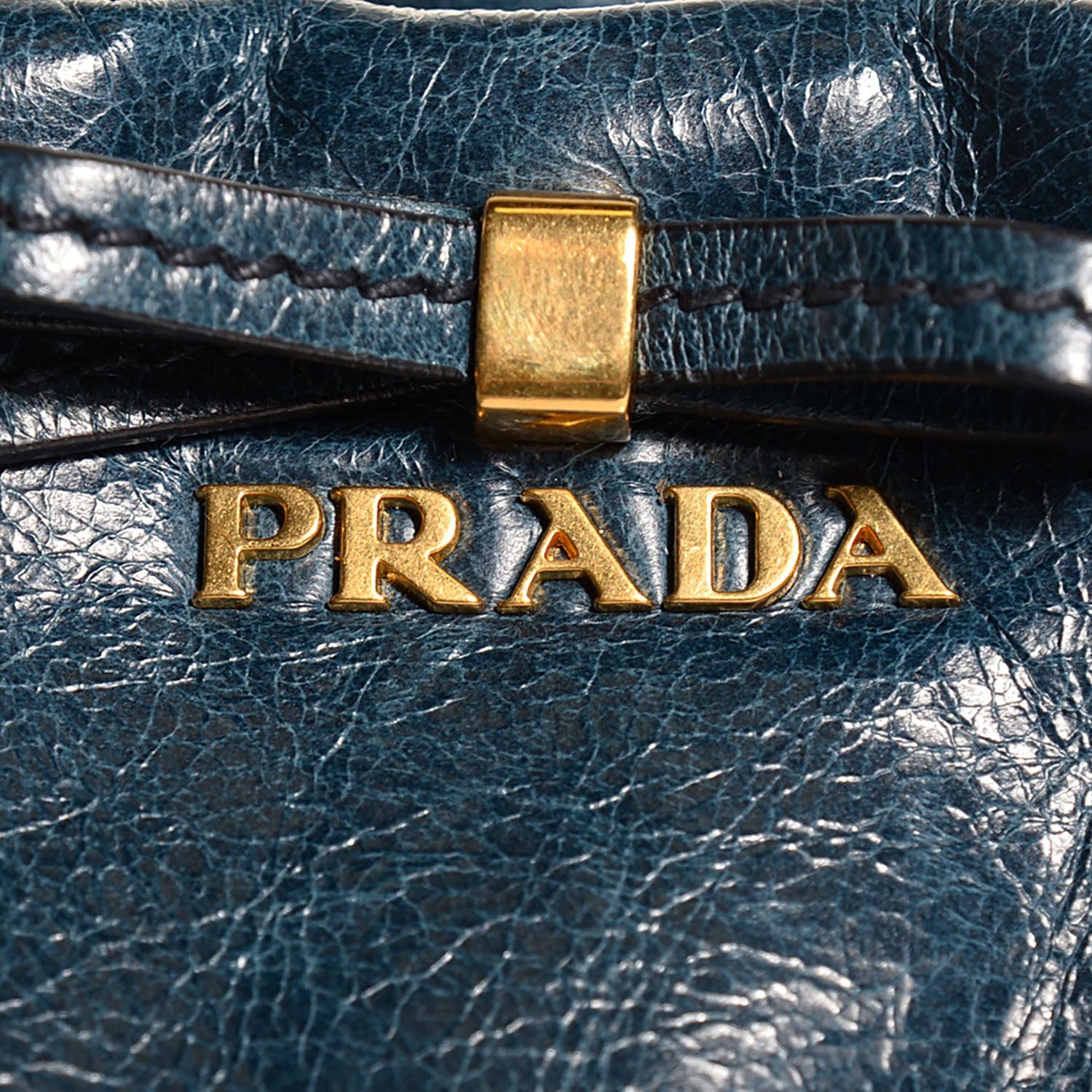 Prada Vitello Shine Wristlet Clutch Denim 10 of 11