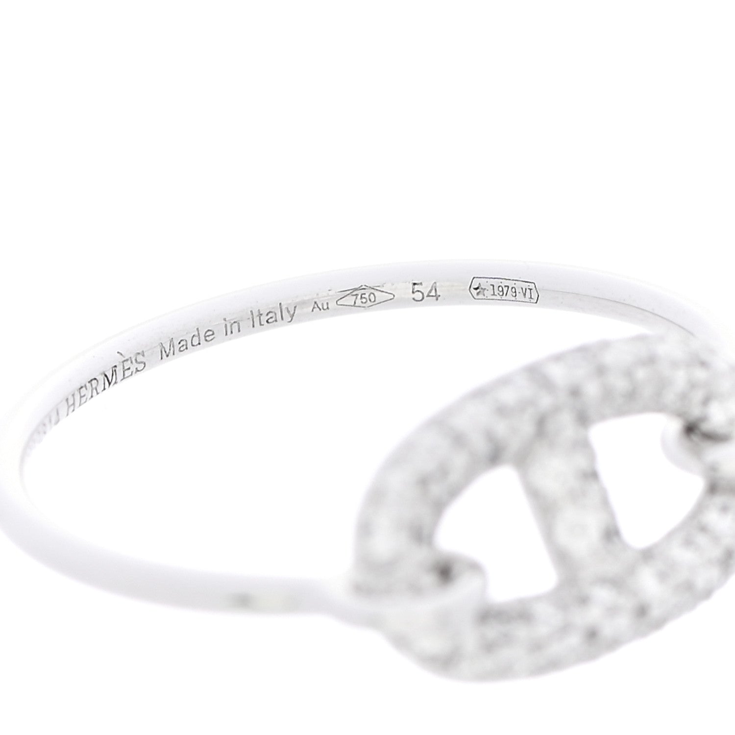 Hermes 18K White Gold Diamond Farandole Ring 54 6.75 5 of 7