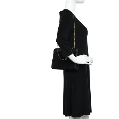 Saint Laurent Suede Woven Baby Victoire Chain Clutch Bag Black 2 of 10