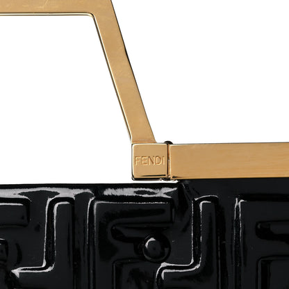 Fendi Patent FF 1974 Embossed Medium Shopping Flap Bag Black 7 of 8