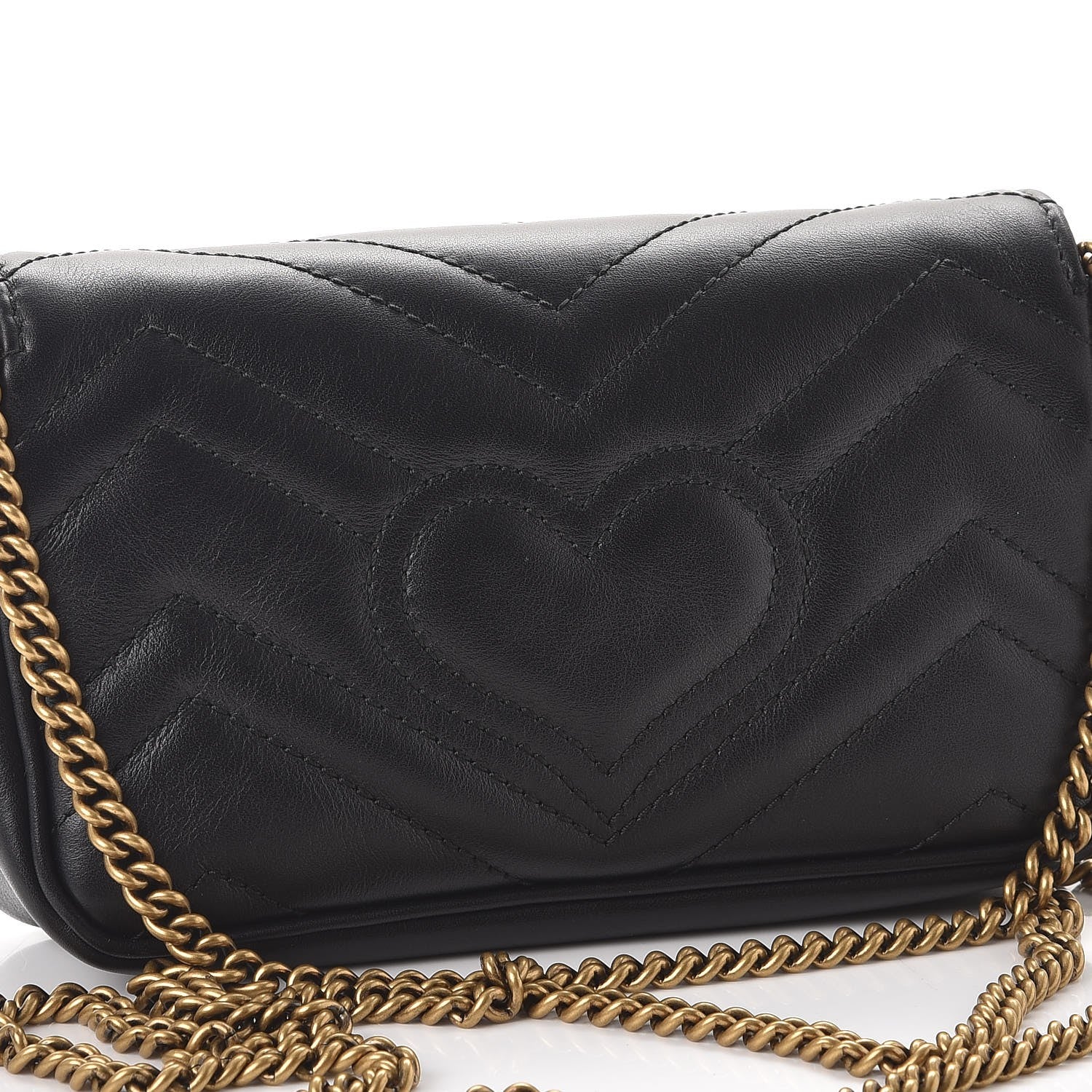 Gucci Calfskin Matelasse Super Mini GG Marmont Shoulder Bag Black 6 of 10