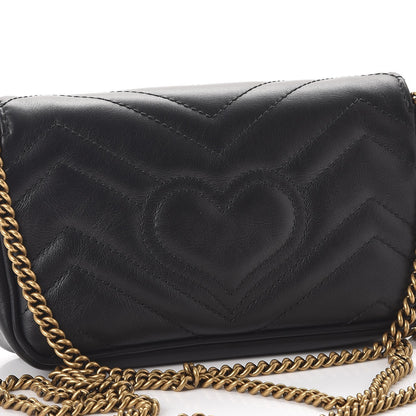 Gucci Calfskin Matelasse Super Mini GG Marmont Shoulder Bag Black 6 of 10