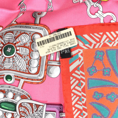 Hermes Silk Zenobie Reine De Palmyre Scarf 90 Rose Vif Orange Mastic 3 of 3