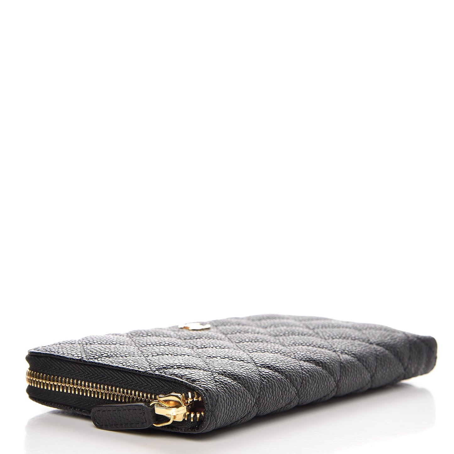 Caviar Quilted Large Gusset Zip Around Wallet Black