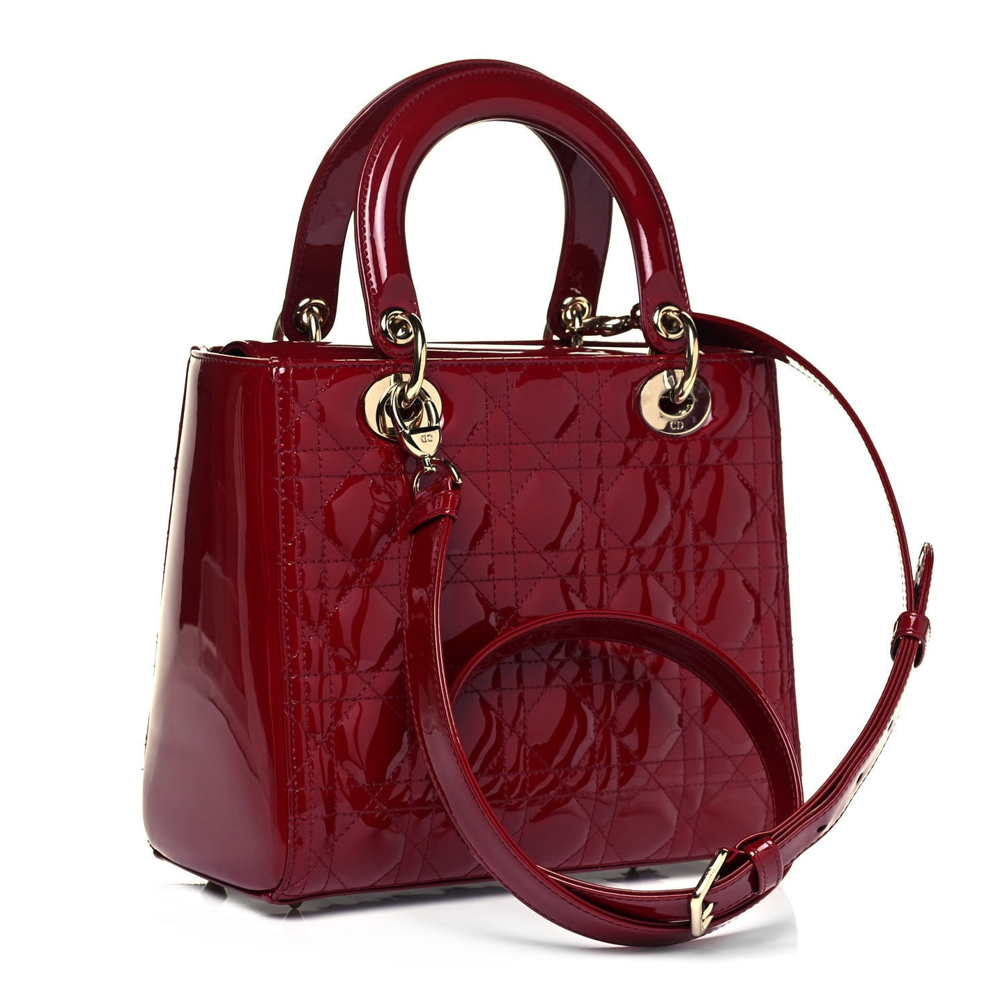 Patent Cannage Medium Lady Dior Burgundy Red