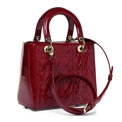 Christian Dior Patent Cannage Medium Lady Dior Burgundy Red 4 of 10