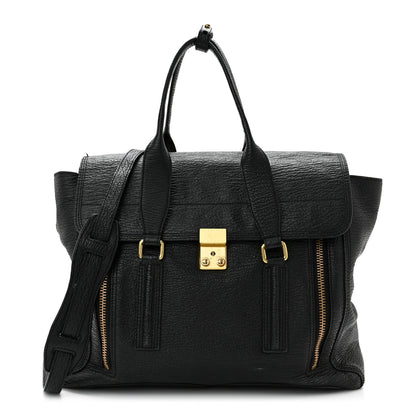 3.1 Phillip Lim Textured Calfskin Large Pashli Satchel Black 1 of 12