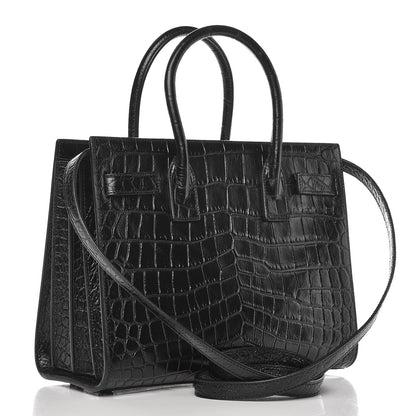 Saint Laurent Calfskin Crocodile Embossed Baby Sac De Jour Black 3 of 7