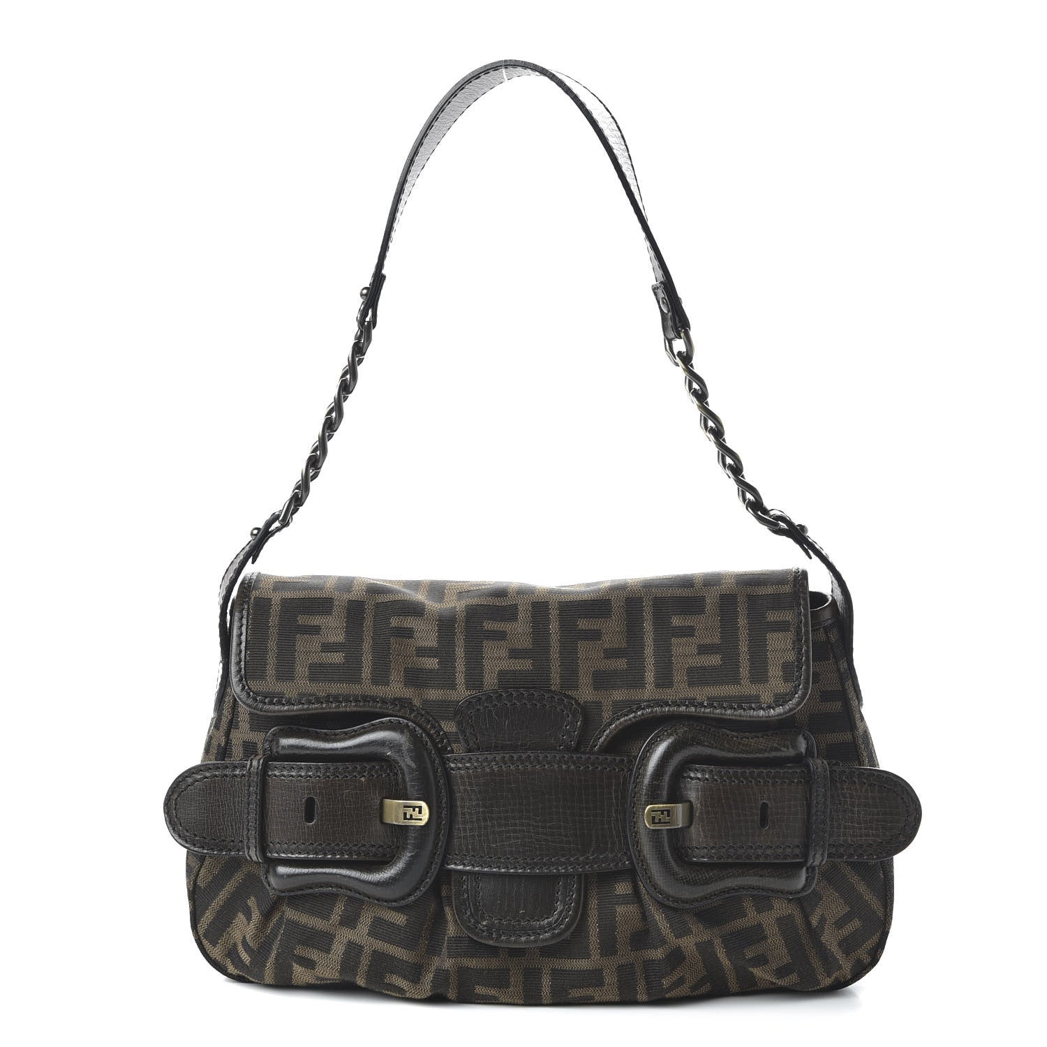 Fendi Zucca B Bis Flap Bag Tobacco Castagna 1 of 9