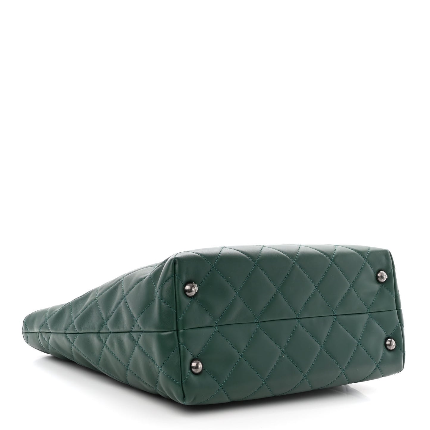 Calfskin Quilted Large Shopping In Chains Tote Green
