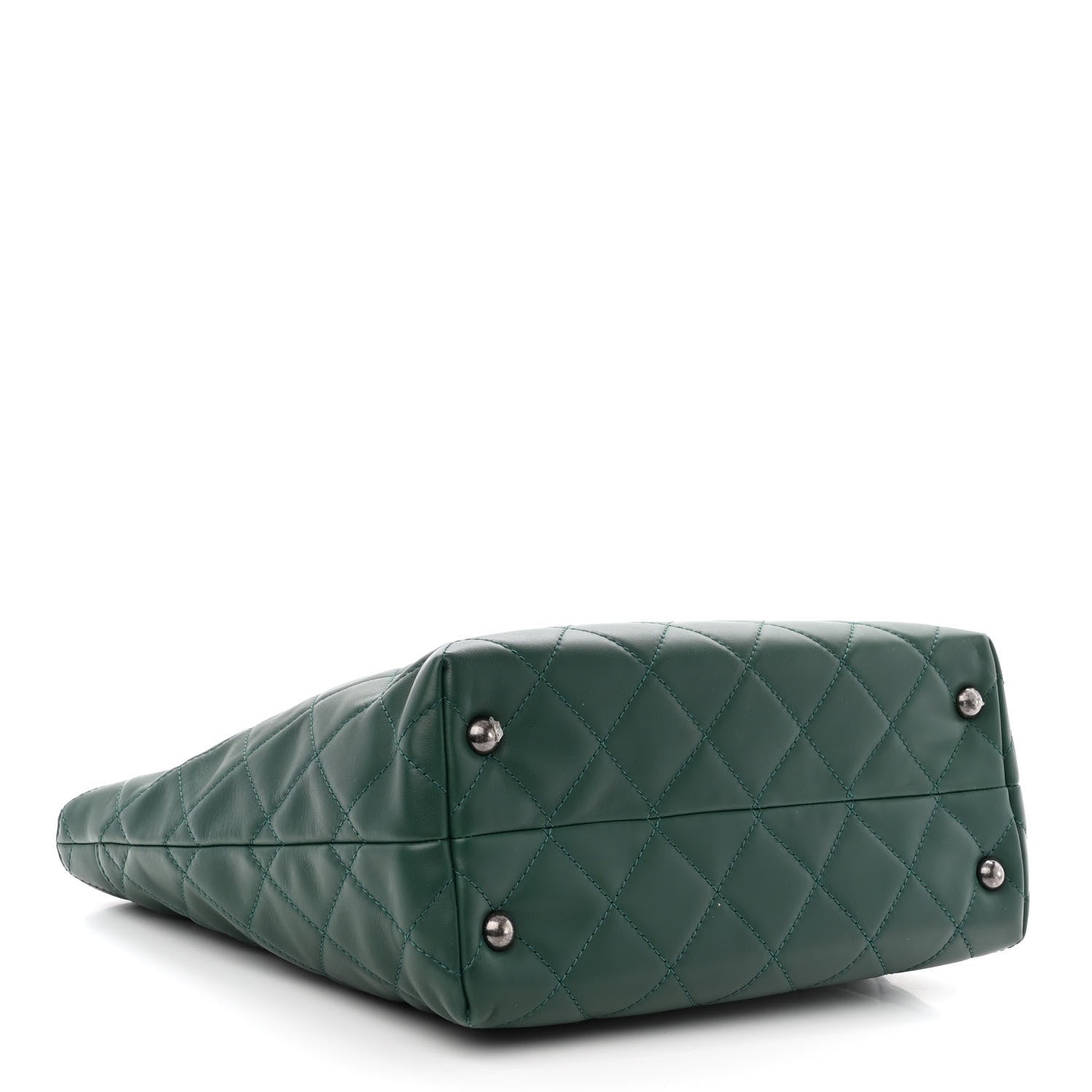 Chanel Calfskin Quilted Large Shopping In Chains Tote Green 4 of 14