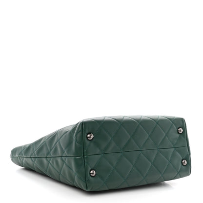 Chanel Calfskin Quilted Large Shopping In Chains Tote Green 4 of 14