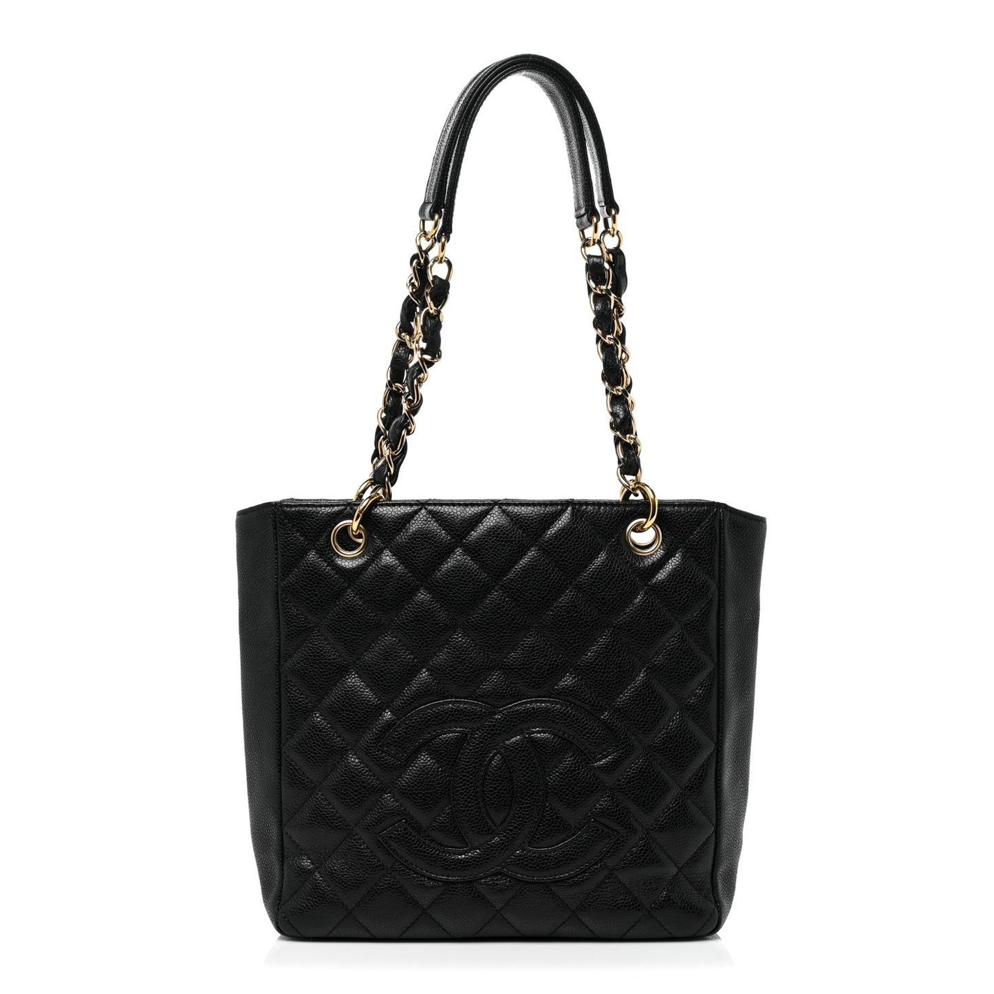 Caviar Quilted Petit Shopping Tote PST Black