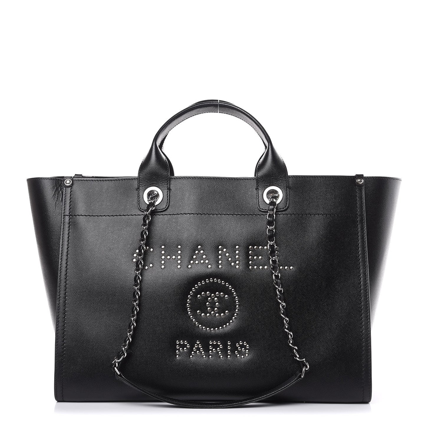 Caviar Large Studded Deauville Tote Black