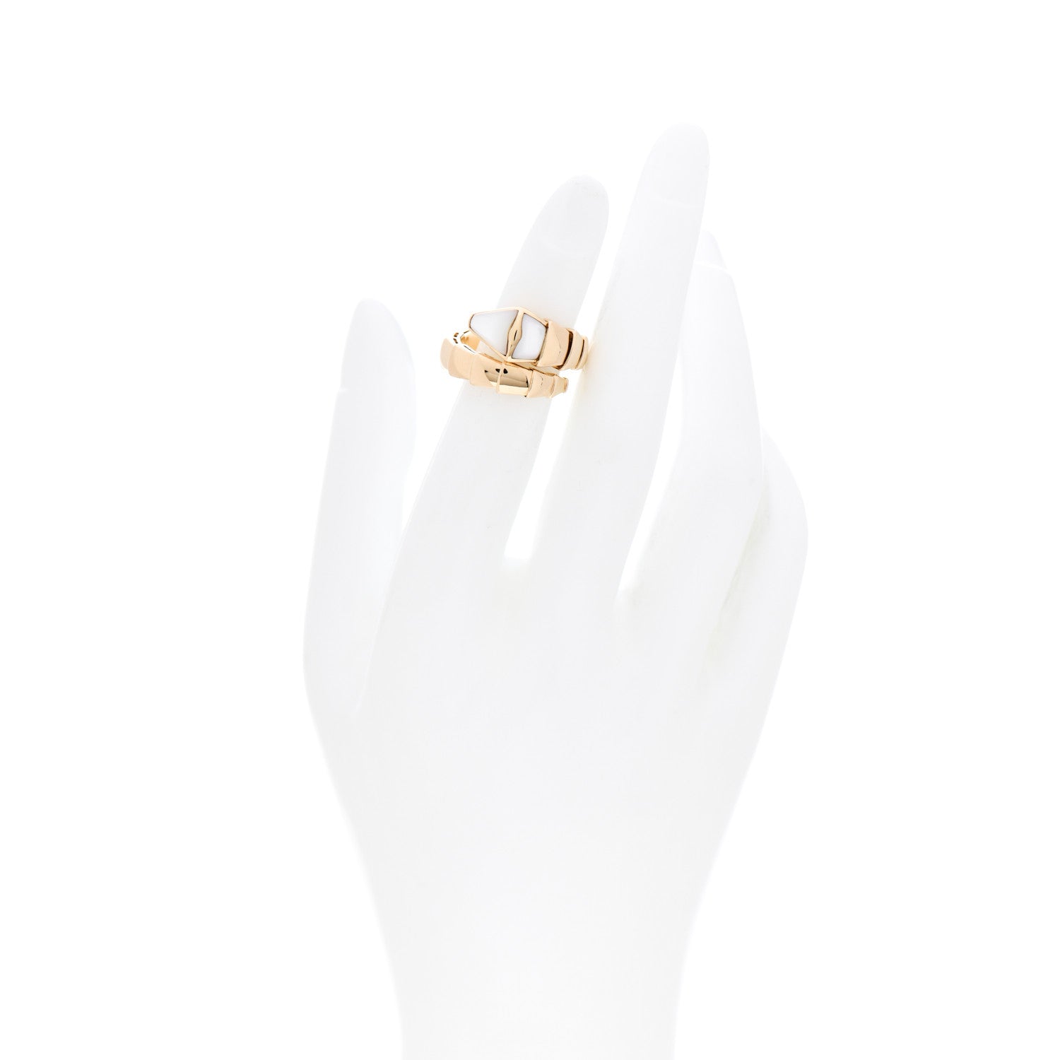 Bulgari 18K Yellow Gold Mother of Pearl Serpenti Ring M 4 of 4
