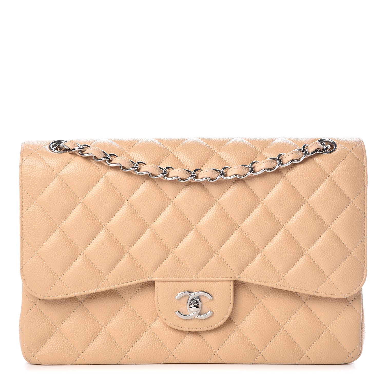 Chanel Caviar Quilted Jumbo Double Flap Light Beige 1 of 11