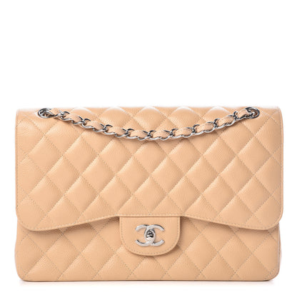 Chanel Caviar Quilted Jumbo Double Flap Light Beige 1 of 11