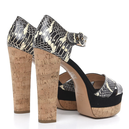 Valentino Garavani Snakeskin Embossed Platform Ankle Strap Sandals 40 Roccia 4 of 8