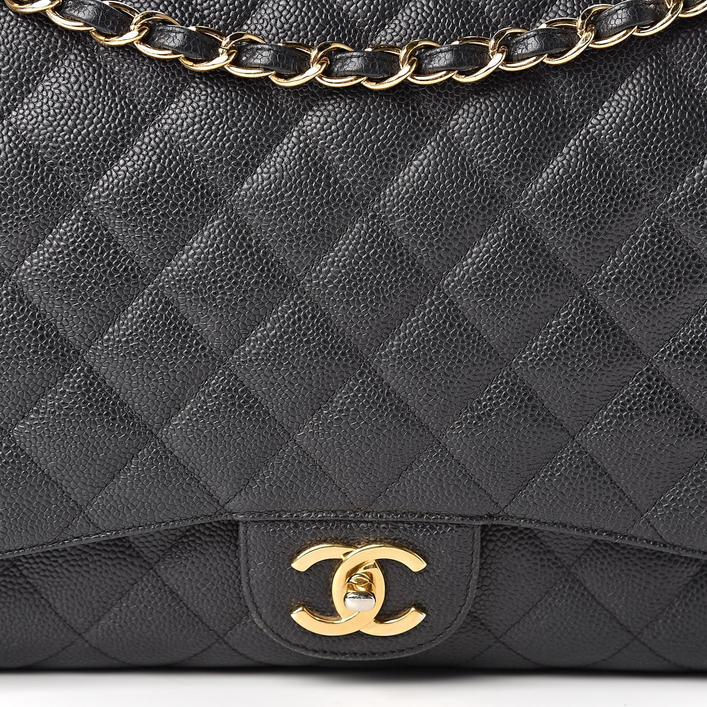 Caviar Quilted Maxi Double Flap Black