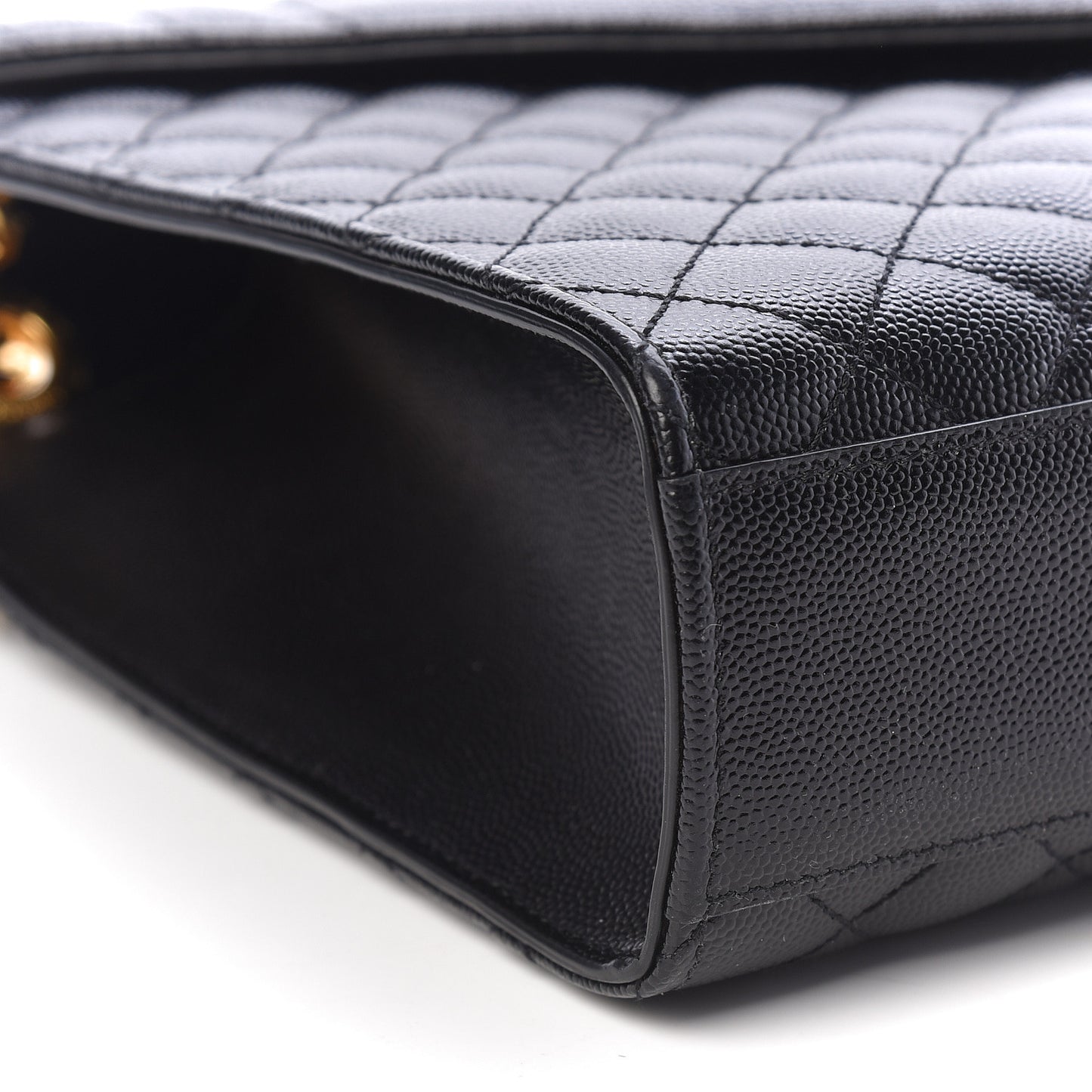 Grain De Poudre Textured Mixed Matelasse Large Triquilt Monogram Satchel Black