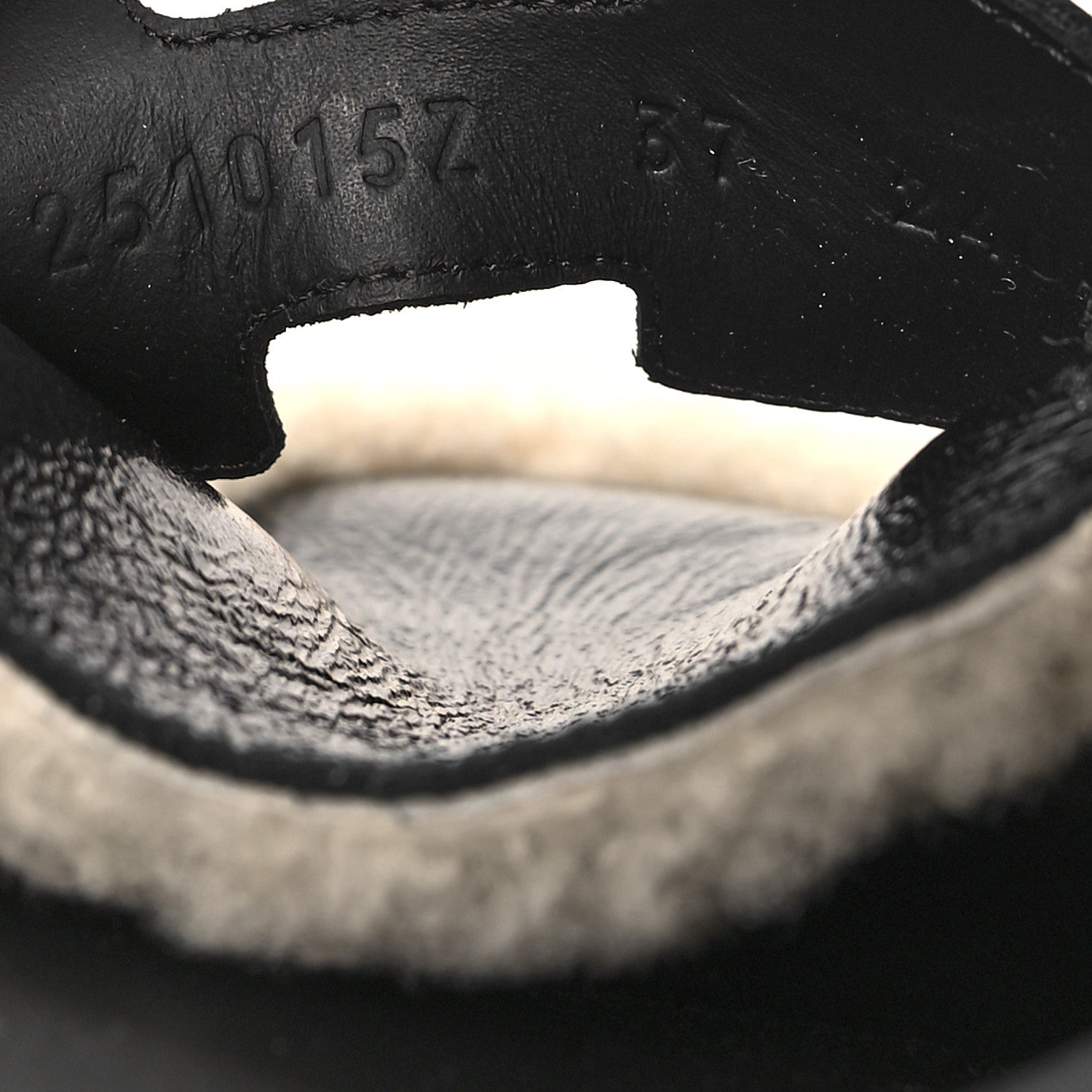 Hermes Glazed Nappa Shearling Shearling Go Mules 37 Black Ecru 8 of 9