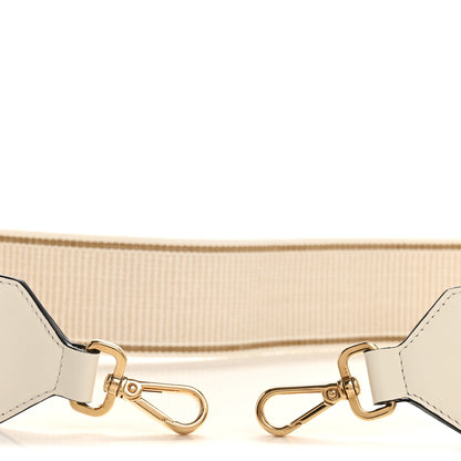 Fendi Cannete Ribbon Poly Vitello Century Logo Adjustable Strap You White Garza Ecru 3 of 6