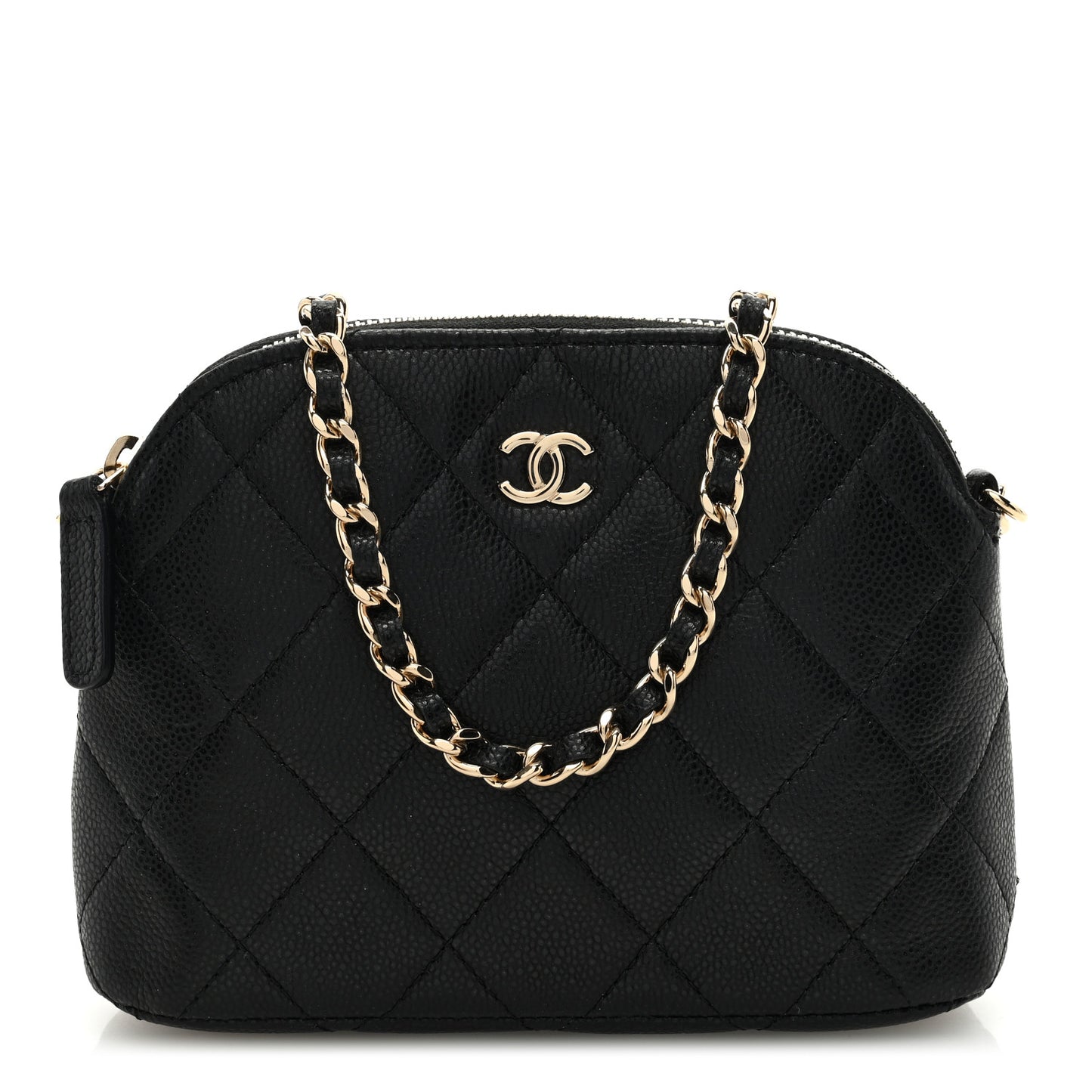 Caviar Quilted Classic Clutch With Chain Black