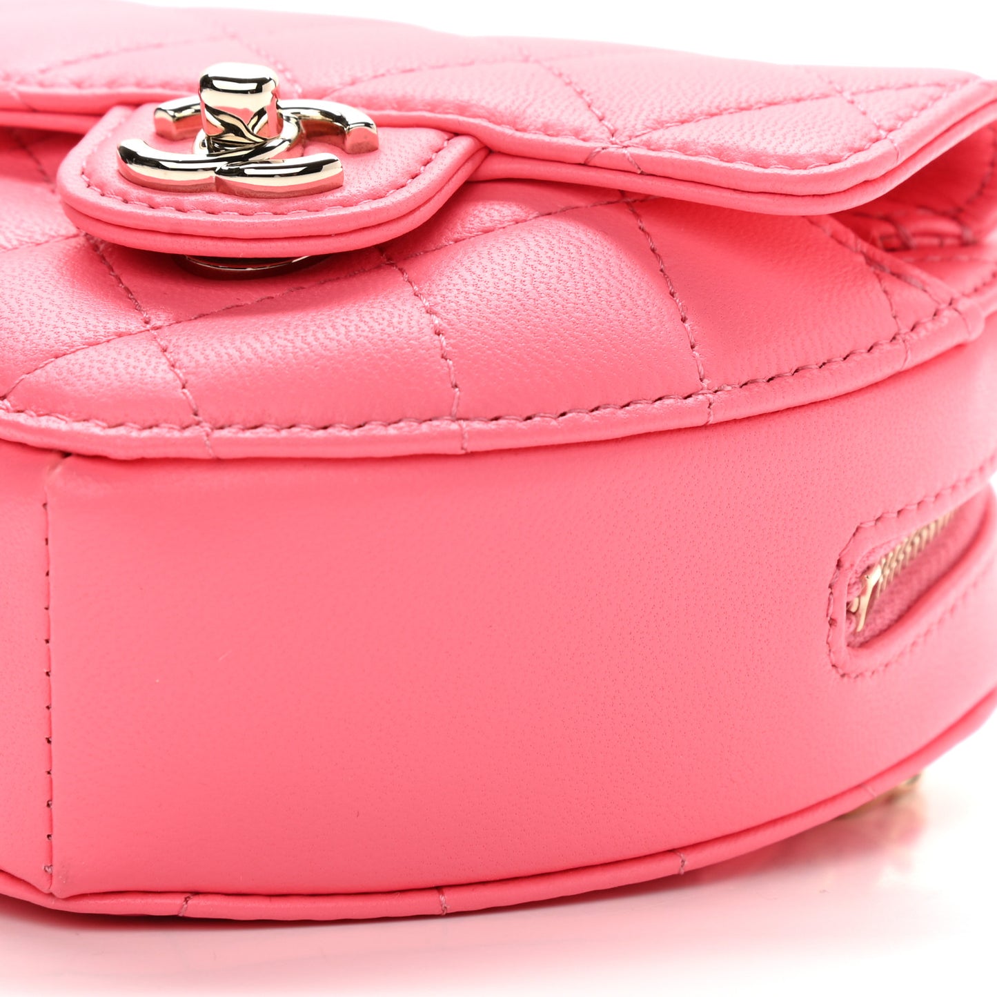 Lambskin Quilted CC In Love Heart Waist Belt Bag With Chain Pink