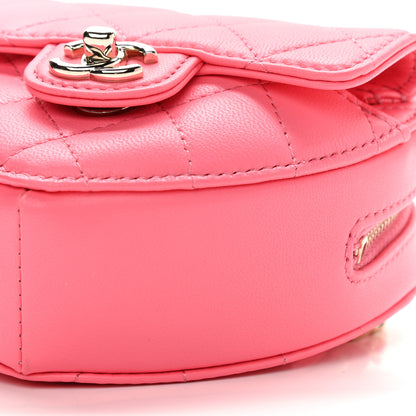 Chanel Lambskin Quilted CC In Love Heart Waist Belt Bag With Chain Pink 9 of 9