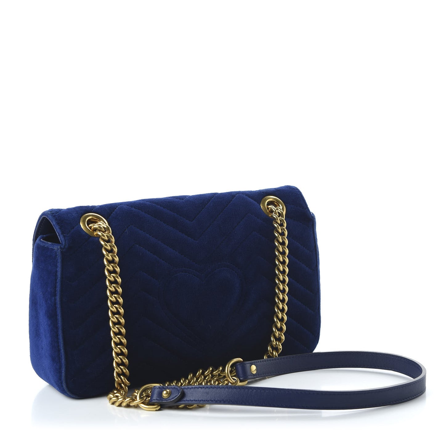 Velvet Matelasse Small GG Marmont Shoulder Bag Cobalt Blue