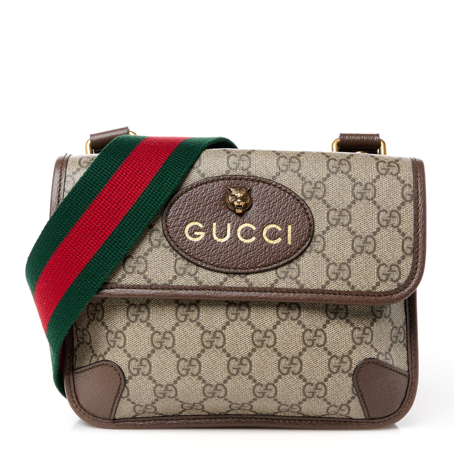 GG Supreme Monogram Web Small Neo Vintage Double Flap Messenger Bag Beige New Acero
